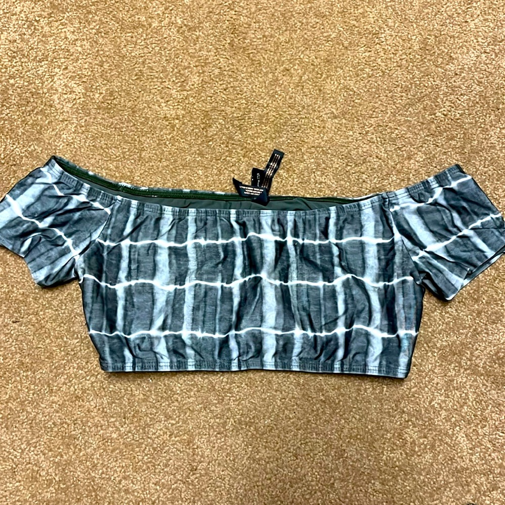 ViX bandeau bikini top with off the shoulder sleeves in tortuga print